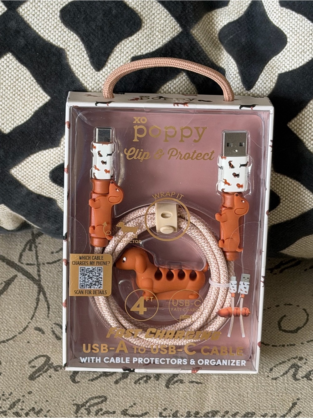 Dachshund USB-A to USB-C Phone Charging Cable & Organizer